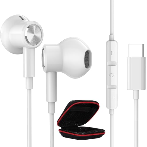 Écouteurs USB C pour Samsung A16/A17/A56/A36/S26 Ultra/S25/S24 HiFi Stéréo Magnétique Casque USB Type C Ecouteur Filaire Casque avec Micro pour iPhone 17 16e 15 pour...