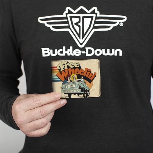 Ford Wallet, Bifold, Ford Trucks Free Wheelin Bronco Scene Beige Multi Color, Vegan Leather3
