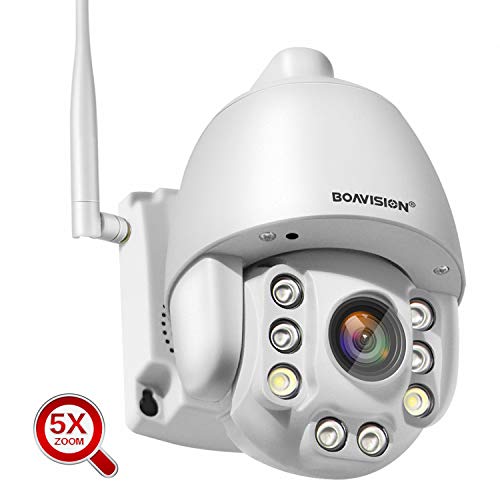 PTZ Camera,BOAVISION 1080P WiFi Security CCTV IP Camera Wireless Outdoor, 5X Optical Zoom