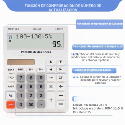 Calculadora de escritorio de 12 dígitos y pantalla extragrande OA-608 3