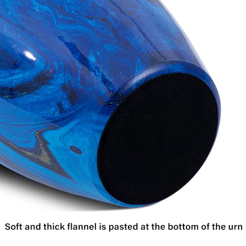 Image of Handcrafted Cremation Urns for Human Ashes Adult Man and Woman | Large Urns for Ashes Adult Male and Female,Decorative Funeral Urns - Memorial Urn with Blue Marble Finish(Up to 200IBS)