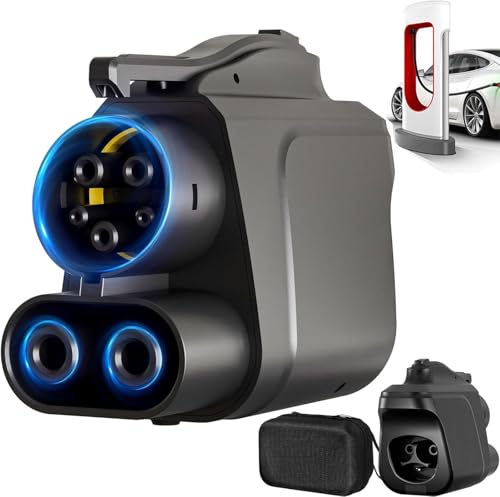 Heparanase-2 NACS to CCS Adapter Max 500A/1000V Fast Charging Adapter with Overheating Protection Compatible with Tesla Superchargers for CCS1 EVs