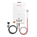 Camplux 2.64 GPM Propane Portable Gas Water Heater, Outdoor Tankless Camping Water Heater with Digital Display, White