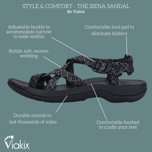 Image of Viakix Womens Walking Sandals: Cute Stylish Comfy Athletic Sport Outdoor Hiking Sandal for Trekking Water Outdoor Beach With Arch Support for Womens Ladies