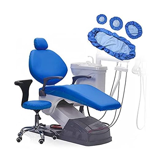 Dental Chair Covers Protective Full Dental Chair Cover Pu Leather Seat Cover,1 Set of 4 pcs,Protective Full Dental Chair Cover Tattoo Bed Blue Chair Cover Massage Bed Cover
