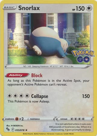 THE POKEMON COMPANY INTERNATIONAL Single Card SNORLAX Holo 055/078 Pokemon GO