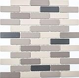 Mosaik Fliese Keramik hellbeige grau Brick unglasiert Duschtasse Bodenfliese MOS26-0206-R10_f