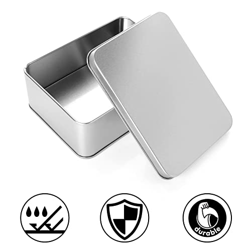 CYEAH 12 Pack Metal Tin Box Lids, Rectangular Empty Tin Box Containers, Portable Storage Metal Tin Container for Treats, Gifts, Small Items, Favors and Crafts, 5x3.5x2 Inch - Thumbnail 5