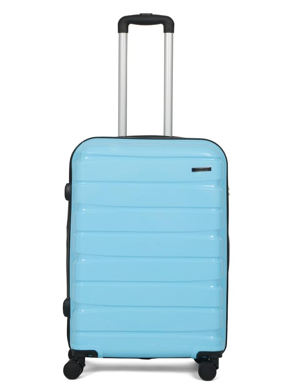 Image of Teakwood Medium Cabin Size 8 Wheels Trolley Bag, Hard Cabin with Zipper Closure, Adjustable Push Button & Cross Side Strap, TSA Lock System 360 Degree (Medium, Sky Blue)