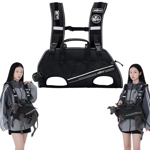 Wakytu 小型犬用バックパックキャリア／犬用リフトハーネス、調節可能なパッド付き ストラップを備え、障害のある犬、関節損傷、関節炎、安定性を失った犬の散歩に適しています。M サイズ（8.5-17.5 ポンド）