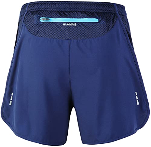 Tlrun Men's Running Racing Shorts Lightweight 5 Inch Quick Dry Marathon Workout Gym Yoga Shorts Zip Pocket(X-Large, Navy&Navy) #TOP1