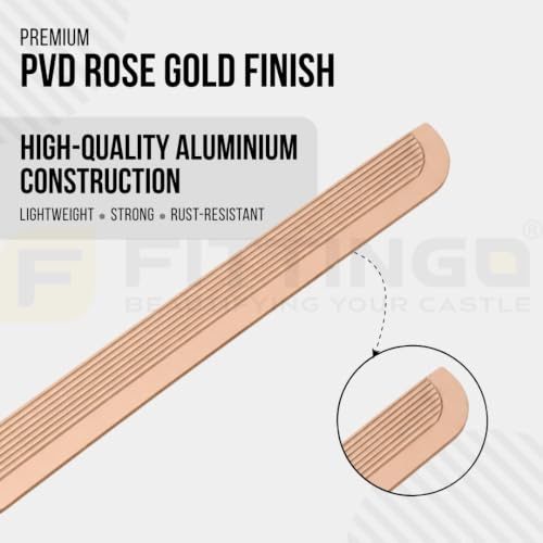 Image of VEZEL Aluminium Knobs for Cabinet /Drawer Knobs /Wardrobe Handle - Modern Cabinet Pull for Wardrobe, Drawer & Furniture, PVD Rose Gold, 160mm - Pack of 1- | 3 Years Warranty |
