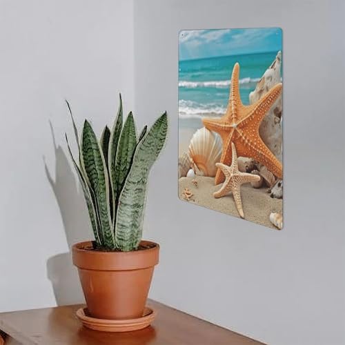Letrero de estaño decorativo vintage de playa y arte de pared náutico para sala 8
