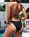 Zuvebamyo Women's Triangle Bikini Sets Two Piece Double Straps Halter Swimsuit Tie Side String Cheeky Bathing Suits Black XL