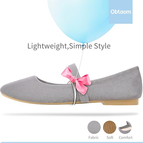 Image of Obtaom Mary Jane Flat Shoes Round Toe Ballet Flats for Women Dressy Fabric Business Flats Comfortable Classic Strap Flats for Office
