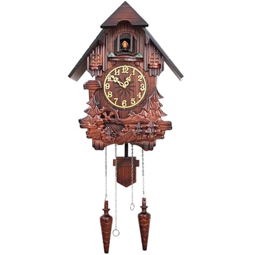 Cuckoo Clock, Vintage Grandfather Clocks for Wall, Large Wooden Singing Bird Clock, Decorative Old Fashion Clock, Coo Coo Pendulum Clocks Wall, Antique Home Decor Gift