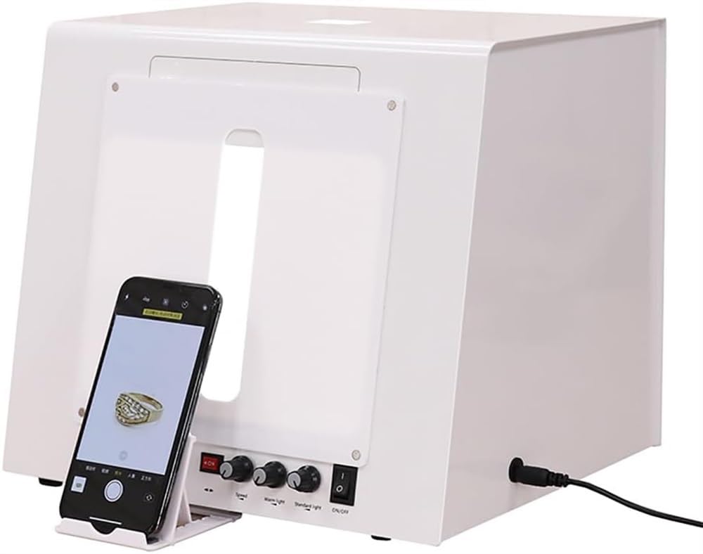 Caja de luz para fotografía de estudio fotográfico, tocadiscos eléctricos de oro y plata, caja de luz para fotos, caja de luz giratoria regulable para joyas, fotografía, video, escaneo 3D, fondo negro