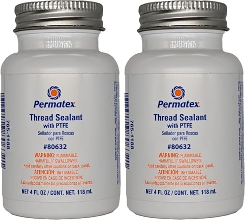 Image of Permatex 80632 Thread Sealant with PTFE, 4 oz, White (Pack of 2)