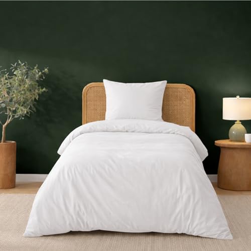 Twinzen Funda Nordica 140x200 Blanco, con 1 Federa de Almohada de 65x65 cm - Fundas Nordicas Microfibra - Oeko-Tex
