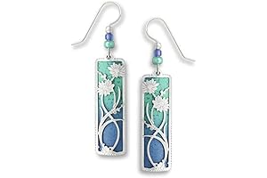 Blue Periwinkle Silver-tone Flower Overlay Dangle Earrings for Women
