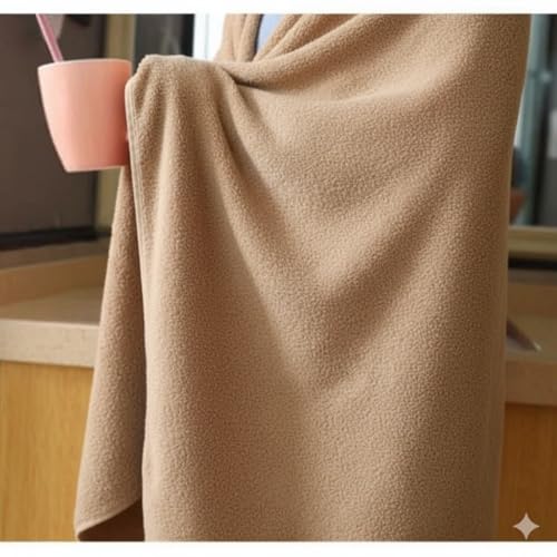 Image of Dribble Coral Fleece 450 GSM Bath Towel 70x140 cm | Ultra Soft, Quick Dry, Highly Absorbent | Lightweight & Skin-Friendly Towel for Bathroom, Gym & Travel, (Peach /Brown, Pack of 2)