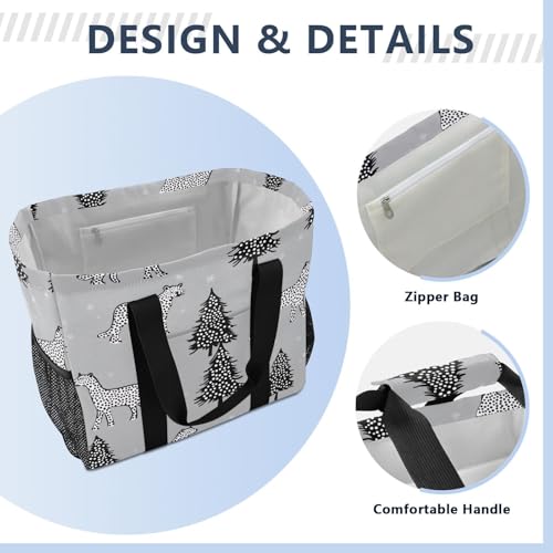 Nander Spotted Leopard and Christmas Tree Foldable Tote Bag Waterproof Sandproof Women Beach Bag Handbag Gym Bag Travel Shopping Bag3