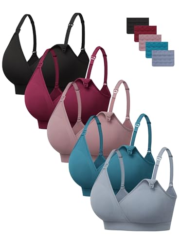 Image of HBselect Nursing Bras for Breastfeeding, Seamless V Neck Maternity Bra Wireless Women Pregnancy Postpartum Bra Sleep Bralette