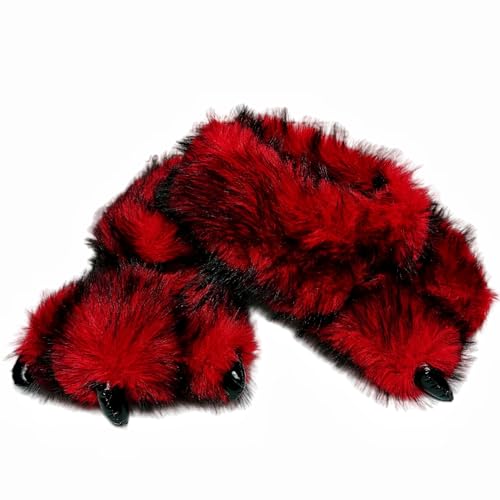 Fluffy Monster Claw Slippers for Men Women, Plush Faux Fur Home Indoor Slippers, Winter Warm House Shoes, Funny Dinosaur Paws Couple Dress up Footwear Gift