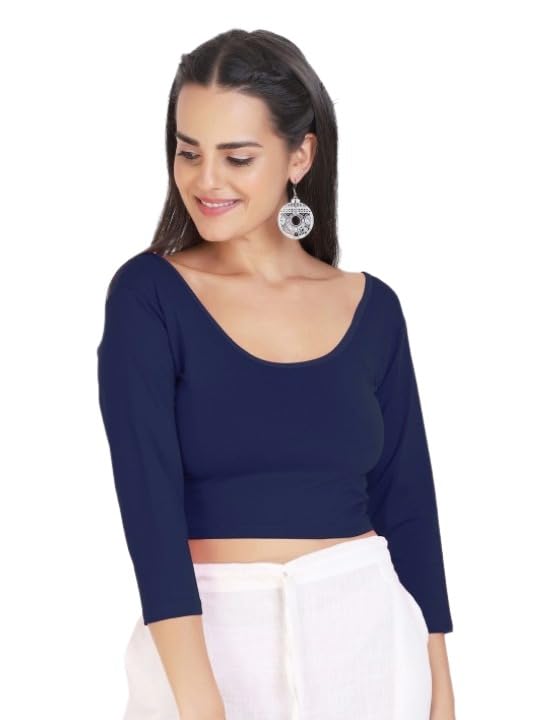 Fressia Fabrics Women's Cotton Readymade Saree Blouse Stretchable Crop Top Choli Bustier Top