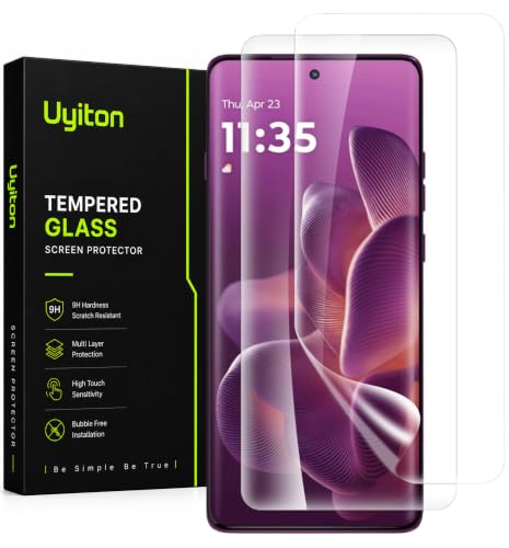 Image of Uyiton 2 Pack Screen Protector for Moto Edge 60 Pro /Edge 60 Fusion (6.7-inch Curved Display) | HD Clear Flexible Film | Bubble-Free Easy Installation | Scratch Resistant | Case Friendly