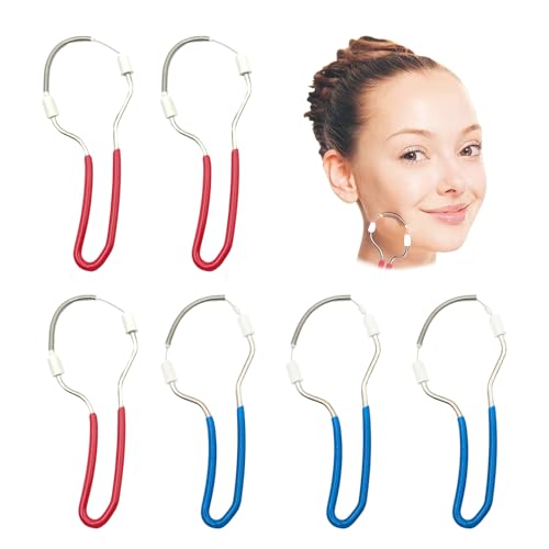 BSITSSS 6 Piezas Depiladora Facial de Muelle, Azul y Rosa Manual Depiladora Vello Facial, Removedor de Vello Facials Epilator para Barbilla Mejillas y Cuello