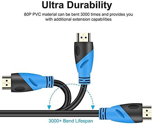 Image of 8K HDMI Cable 5FT 2Pack (HDMI 2.1,48Gbps) Ultra High Speed Gold Plated Connectors,Ethernet HDMI Cord, 8K@60HZ 4K@120HZ 2K 1080P 3D ARC Compatible with UHD TV Monitor Laptop Xbox PS4 /PS5 ect