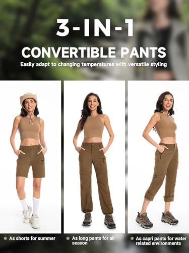 Wespornow Women's-Hiking-Pants Convertible-Zip-Off-Quick-Dry-Pants for Cargo, Camping, Travel, Outdoor, Fishing, Safari3