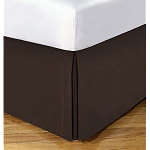 Lux hotel tailored bed skirt classic 14 drop length pleated styling queen chocolate  urban country home decor