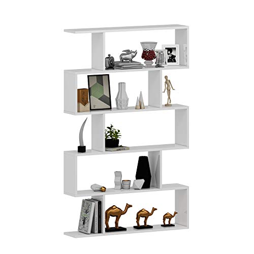 HOMIDEA Core Bibliothèque - Étagère de Rangement - Étagère pour Livres - Étagère pour Bureau/Salon par Le Design Moderne (Blanc - Laqué)