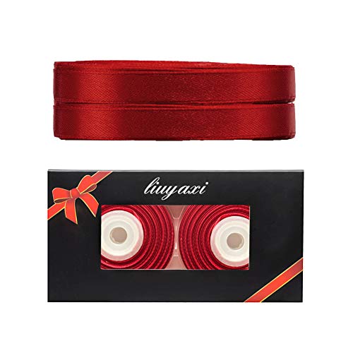 Image of Solid Color Double Faced Burgundy /Maroon Satin Ribbon 1 /2 inch X 50 Yards, Ribbons Perfect for Crafts, Wedding Decor, Bow Making, Sewing, Gift Package Wrapping and More