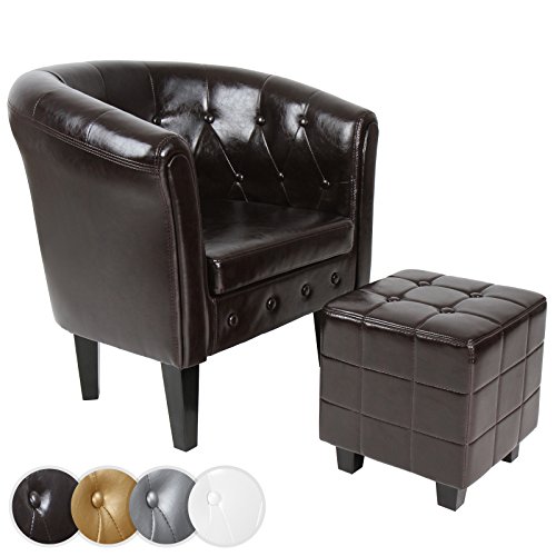 MIADOMODO – Sillón Chesterfield con reposapiés– Estampado Rombos - Marrón Elegir