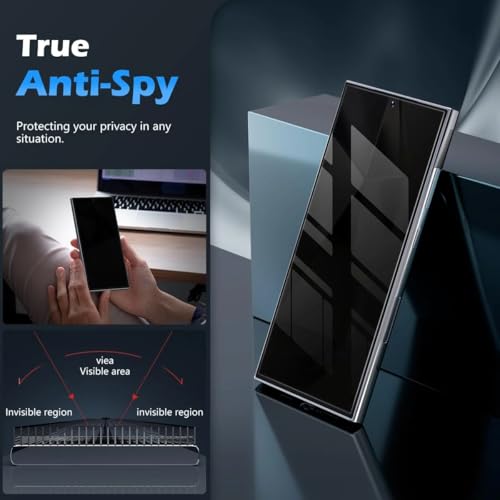 Image of SHILD Premium Privacy Tempered Glass Screen Protector for Samsung S24 Ultra (6.8 Inch, Pack of 1) Edge to Edge Coverage Anti-Spy /Anti-Peeping 9H Hardness Screen Guard with Installation Kit