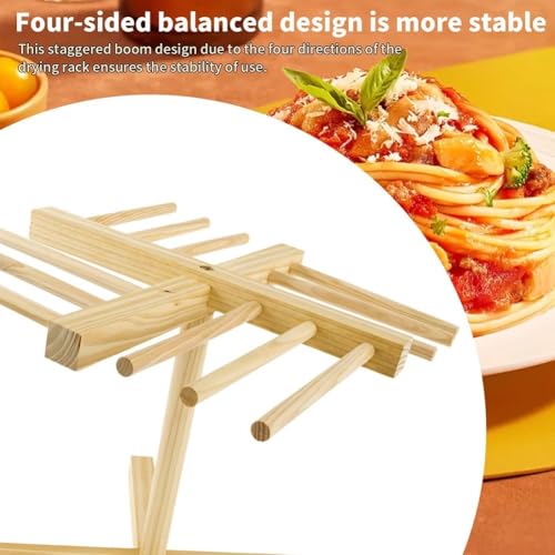 Support de séchage de pâtes bois 12 branches, séchoir à spaghettis compact pliable - 3