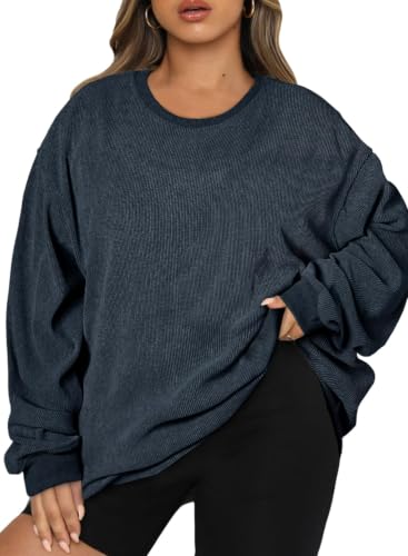 Image of Eytino Women Plus Size Sweatshirt Oversized Crew Neck Long Sleeve Tops