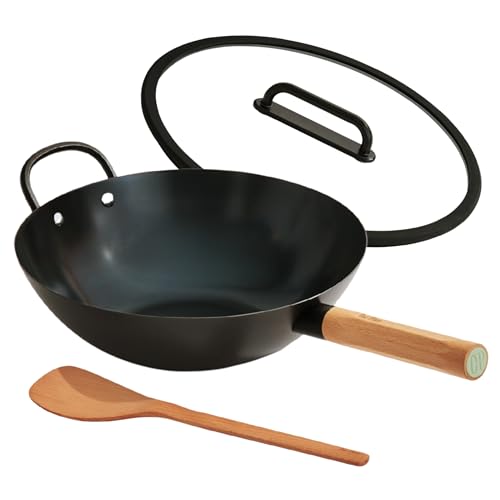 Our Place 13” Super-Nitrided Carbon Steel Wok Pan with Glass