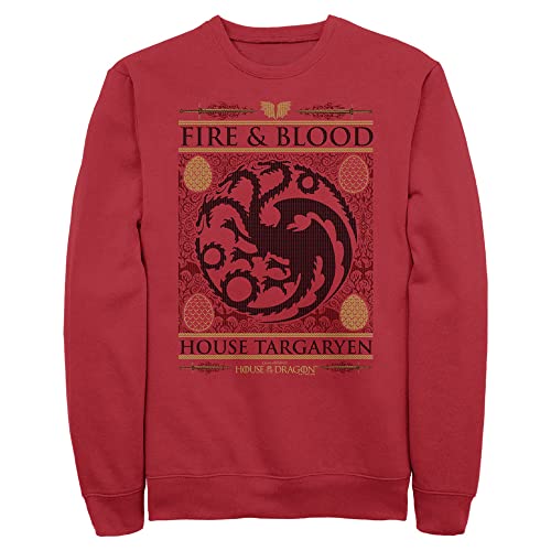 Fifth Sun House of The Dragon Fire and Blood Ugly Sweater Mens Pullover Crew Fleece