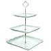 Malacasa SWEET.TIME-007 Green Ceramic Dessert Cake Tower Stand, 14.5" Tall Porcelain Party Food Server Display Holder with Silver Carry Handle, 3-Tier