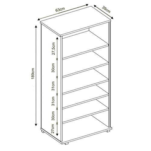 Estante para Livros 5 Prateleiras Roma Euro Office Siena Móveis Preto Texturizado