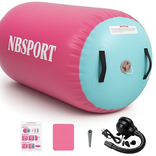 NBSPORT - Barril de aire con rodillo de aire para gimnasia, alfombrilla de aire, equipo de gimnasia, vaso inflable para entrenamiento de primavera con bomba para animadoras del hogar NBSPORT - Barril de aire con rodillo de aire para gimnasia, alfombrilla de aire, equipo de gimnasia, vaso inflable para entrenamiento de primavera con bomba para animadoras del hogar