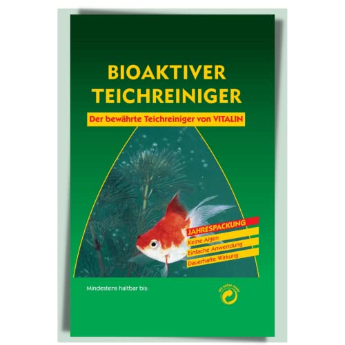 Vitalin Teichreiniger biologisch, Algenstopp & klares Wasser, ungefährlich für Fische, Pflanzen, 25g