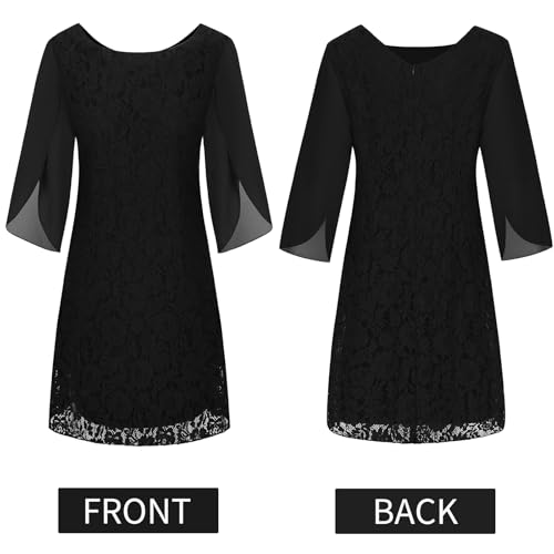 Wedding Guest Cocktail & Formal Dresses for Women - Lace Sequin Prom Evening Dress Black3