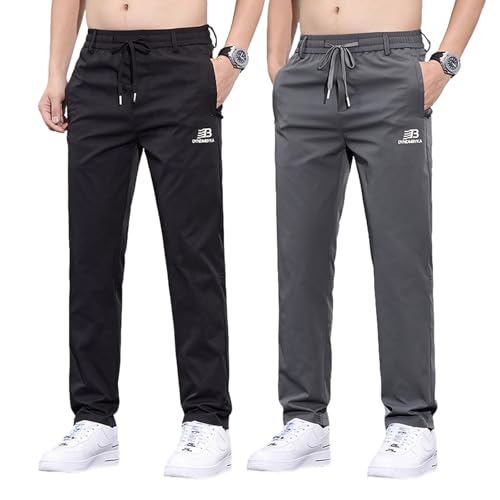 Meshirons - Ice Silk Mesh Panel Casual Pants, Linochic Mens Pants,2025 Ultra Stretch Breathable Quick Drying Pant for Over 55