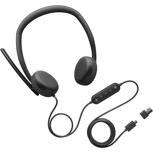 Dell Wired Headset WH3024 écouteurs de bureau USB arceau réglable coussinets confort