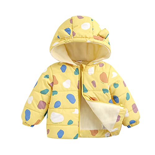 Toddler Baby Winter Coat Little Boys Girls Fleece Lined Padded Jacket Cute Ears Cartoon Hooded Outerwear with Pockets